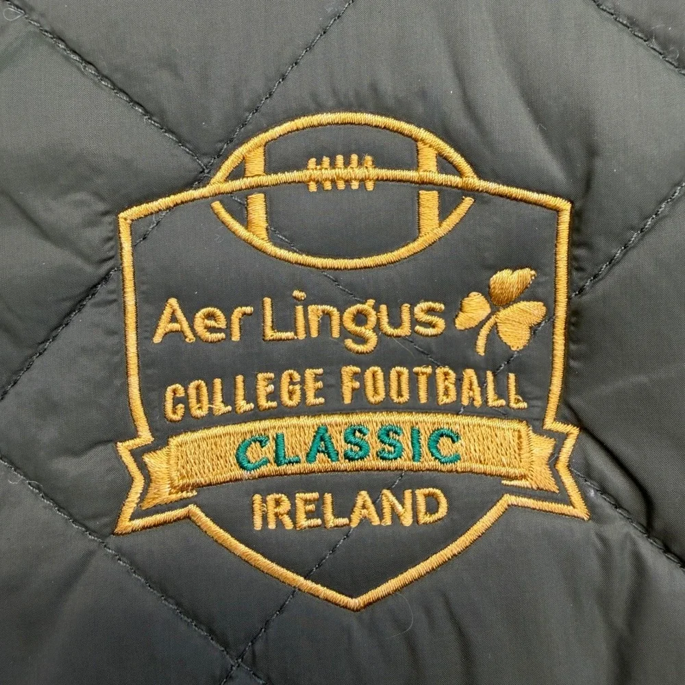 NEW Aer Lingus College Football Classic Ireland Quilted Vest Olive Green Large